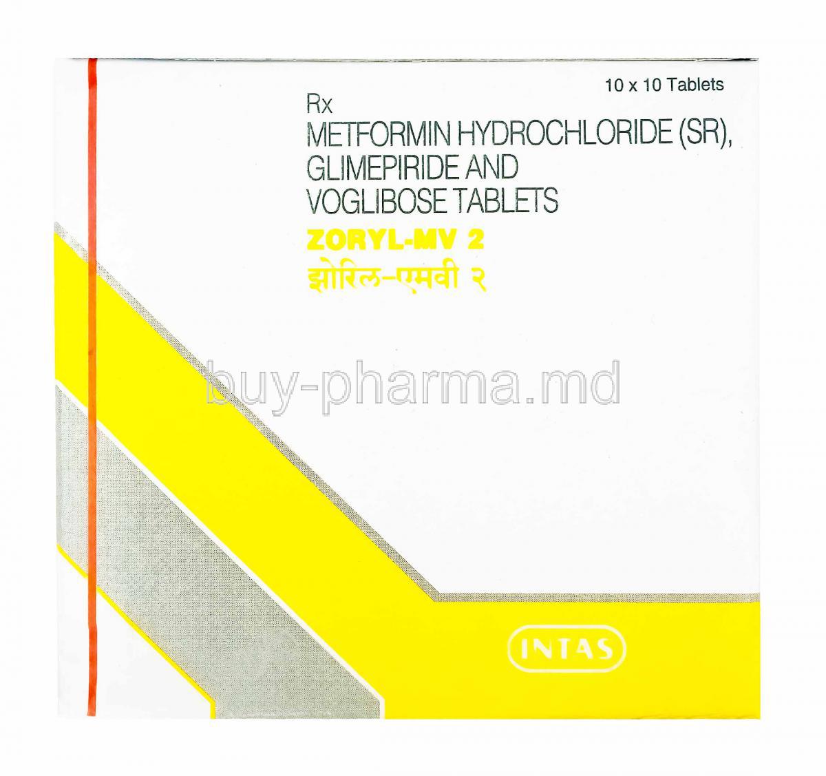 Zoryl-MV, Glimepiride, Metformin and Voglibose 2mg