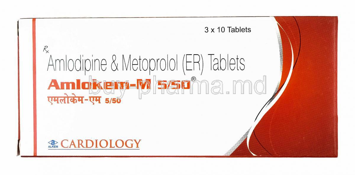 Amlokem M, Amlodipine 5mg and Metoprolol 50mg