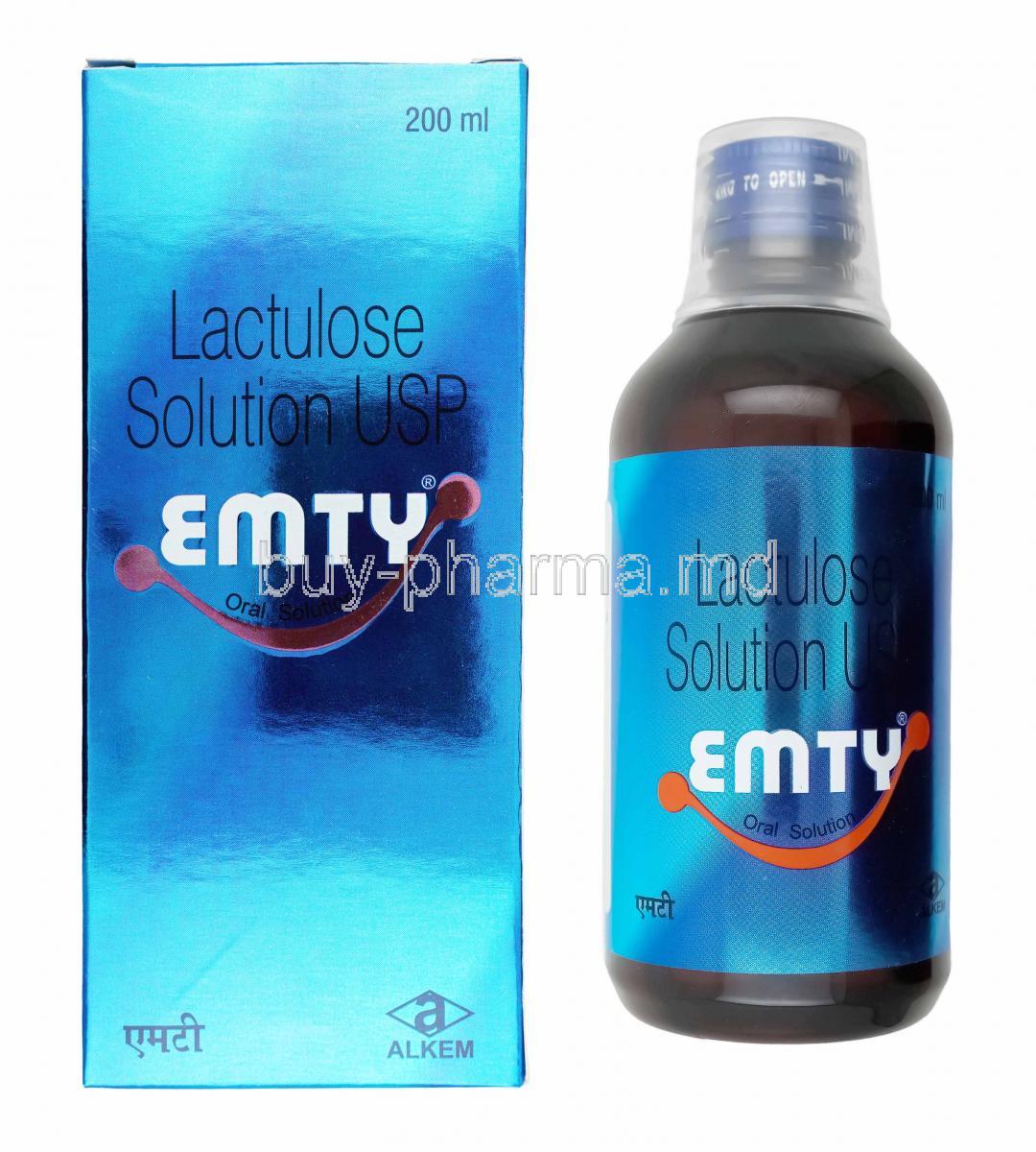 Emty Oral Solution, Lactulose 200ml box and bottle