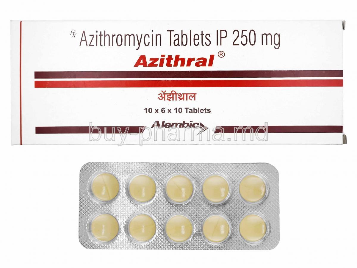 Azithral, Azithromycin 250mg box and tablets