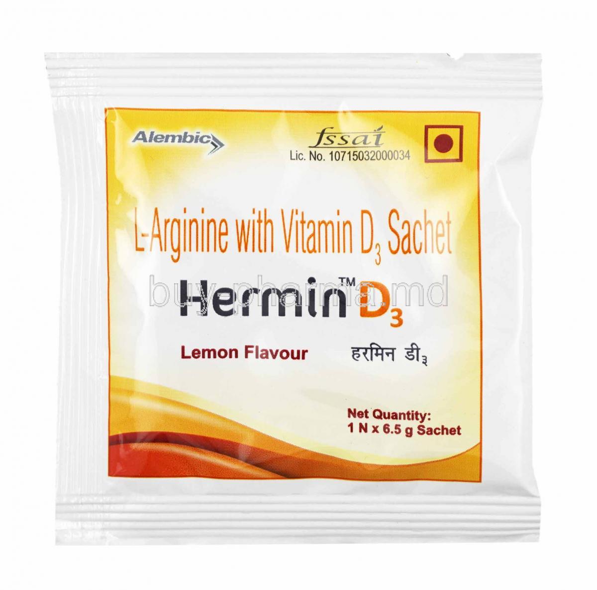 Hermin D3 Powder, L-Arginine and Vitamin D3 sachet