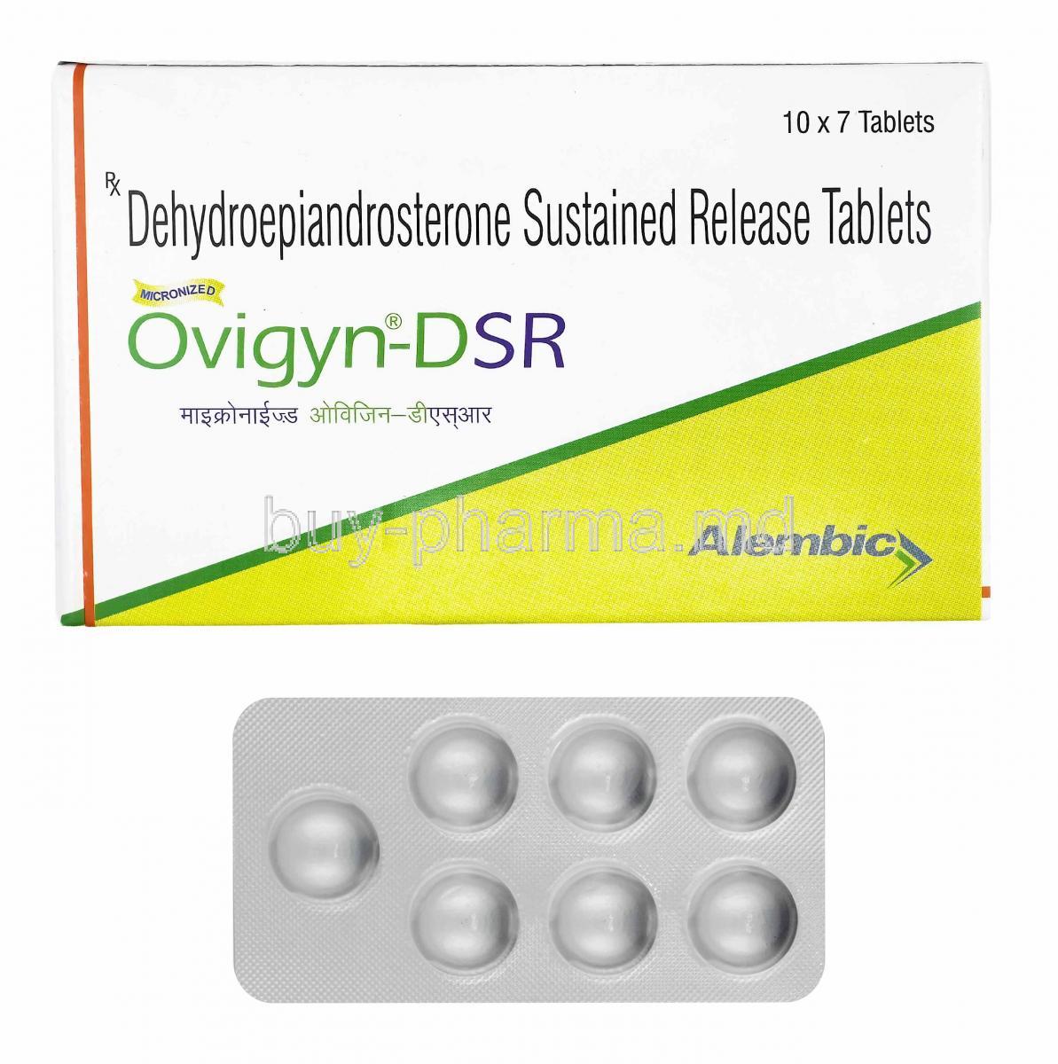 Ovigyn-D, Dehydroepiandrosterone box and tablets