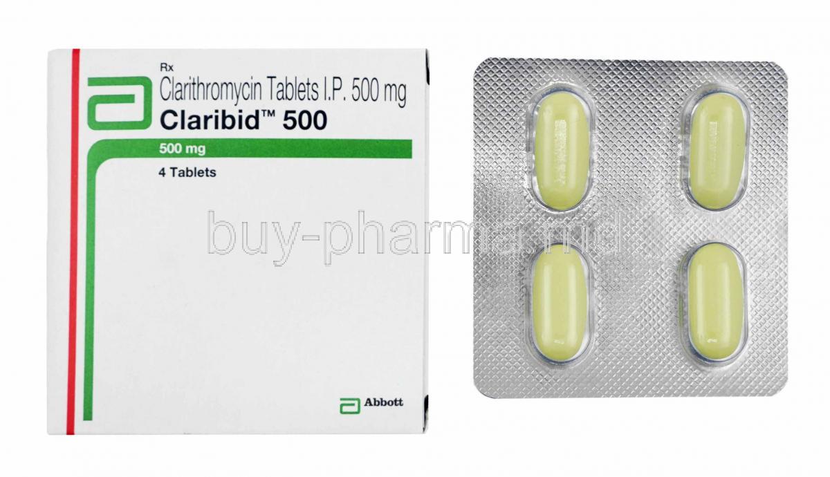 Claribid, Clarithromycin 500mg box and tablets