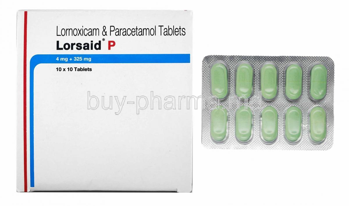 Lorsaid P, Lornoxicam and Paracetamol 4mg box and tablets