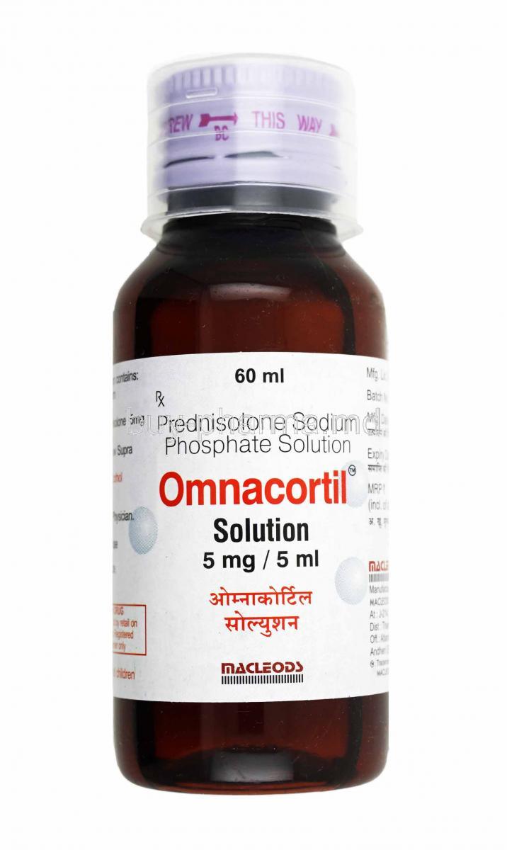 Omnacortil Oral Solution, Prednisolone bottle