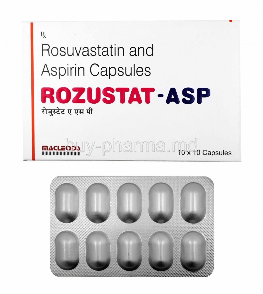 Rozustat-ASP, Rosuvastatin and Aspirin box and capsules