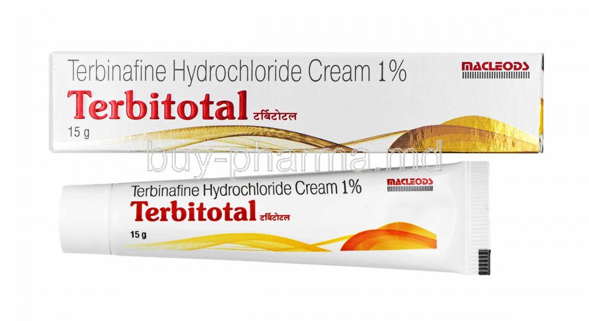 Terbitotal Cream, Terbinafine box and cream