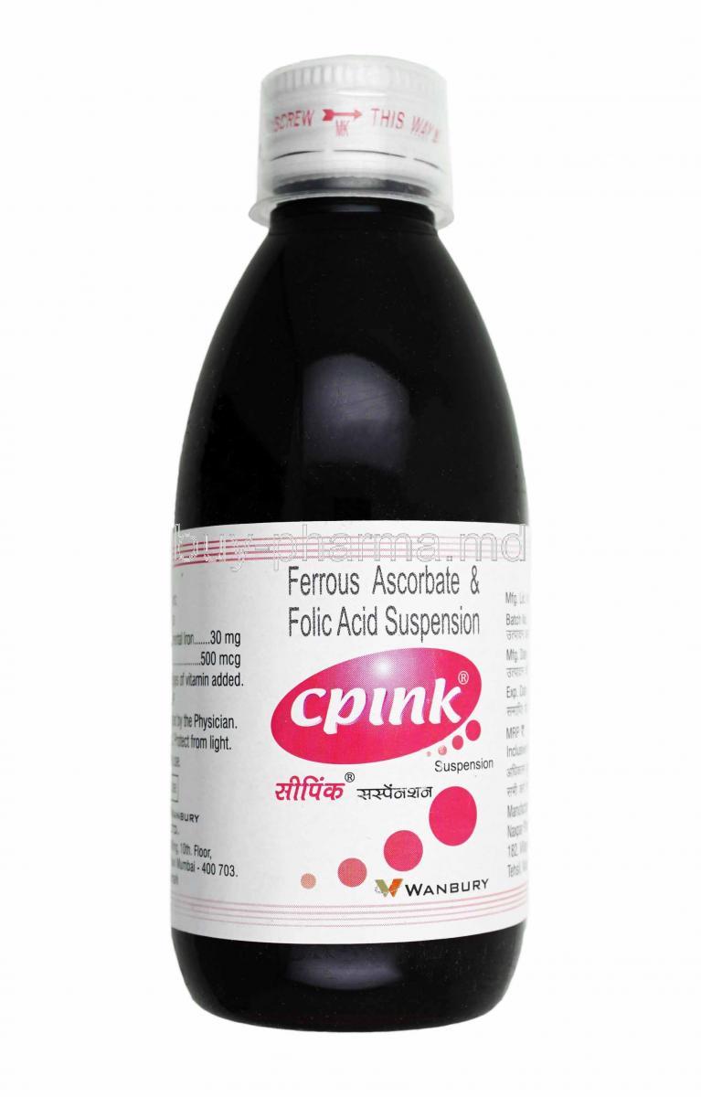 Cpink Suspension, Elemental Iron and Folic Acid bottle