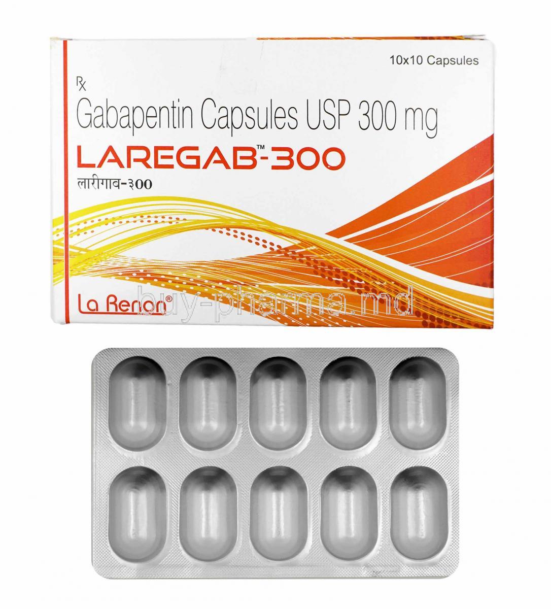 Laregab, Gabapentin 300mg box and capsules