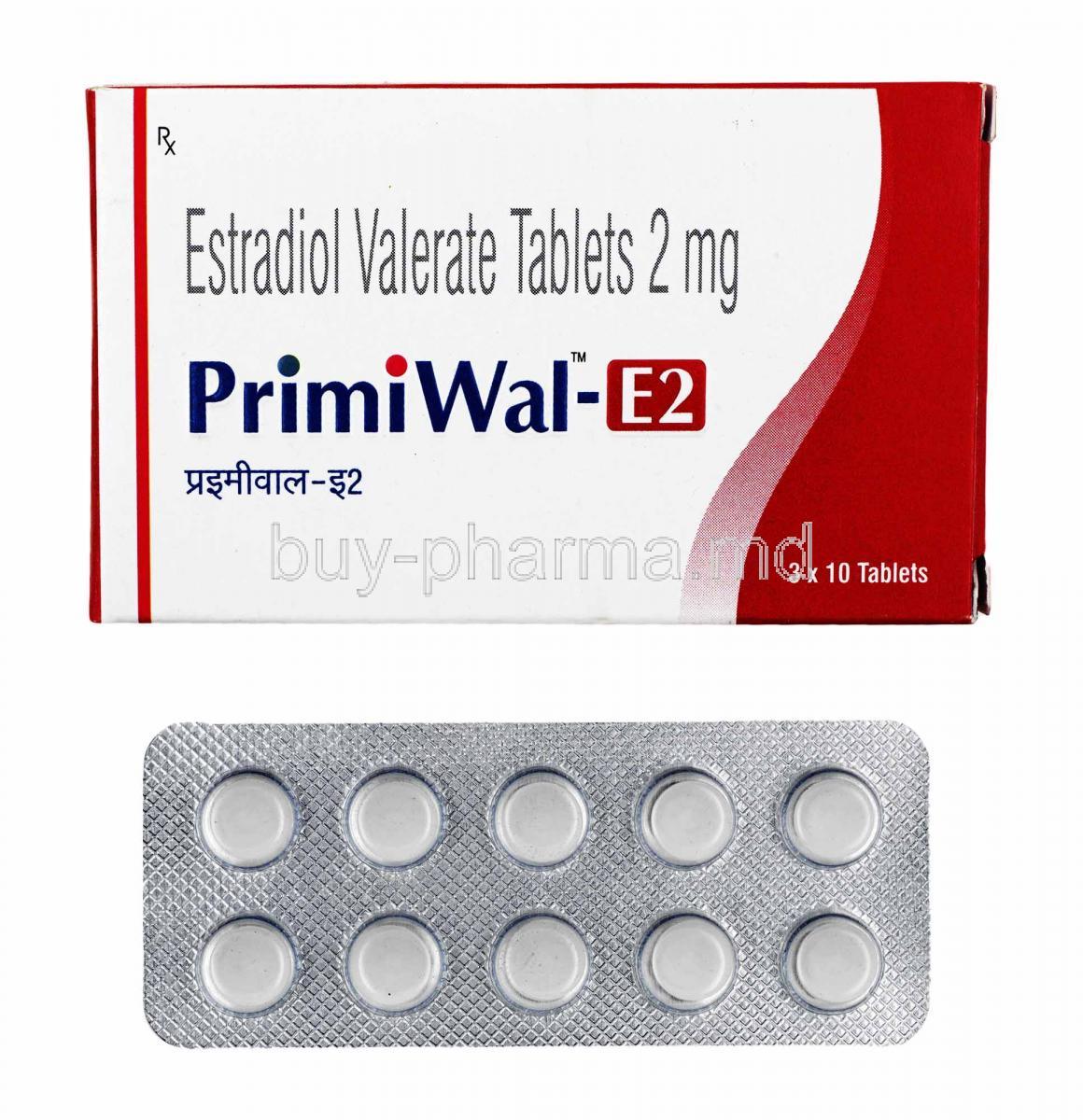 Primiwal E, Estradiol 2mg box and tablets