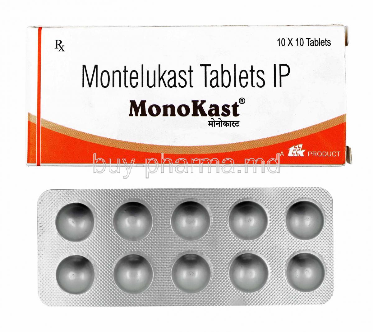 Monokast, Montelukast box and tablets