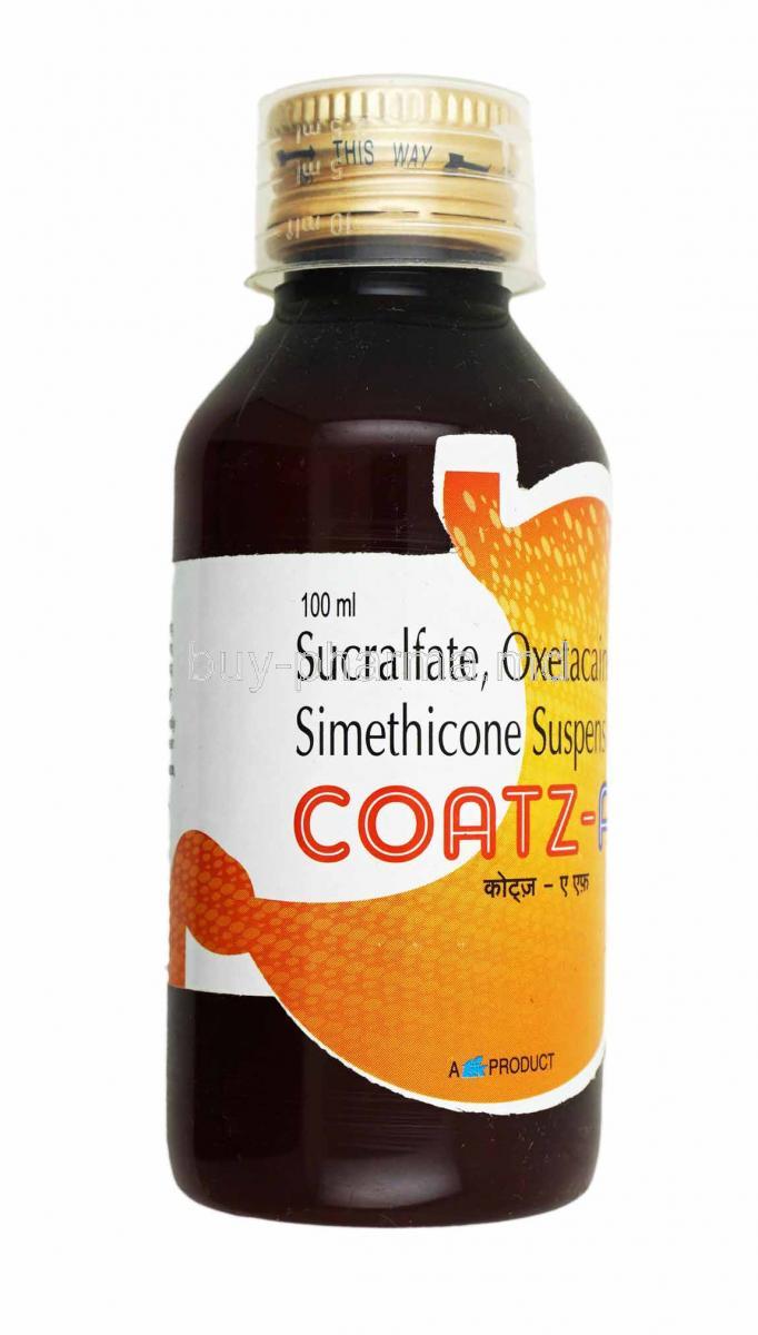 Coatz AF Syrup, Oxetacaine, Simethicone and Sucralfate bottle