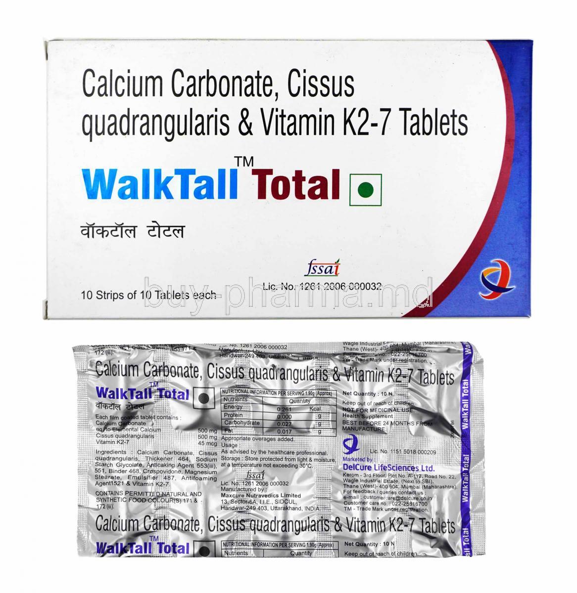 Walktall Total box and tablets