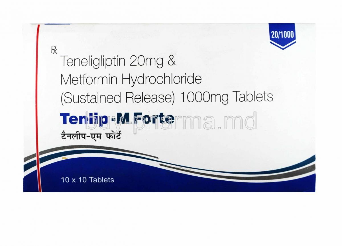 Tenlip-M Forte, Metformin and Teneligliptin box and tablets