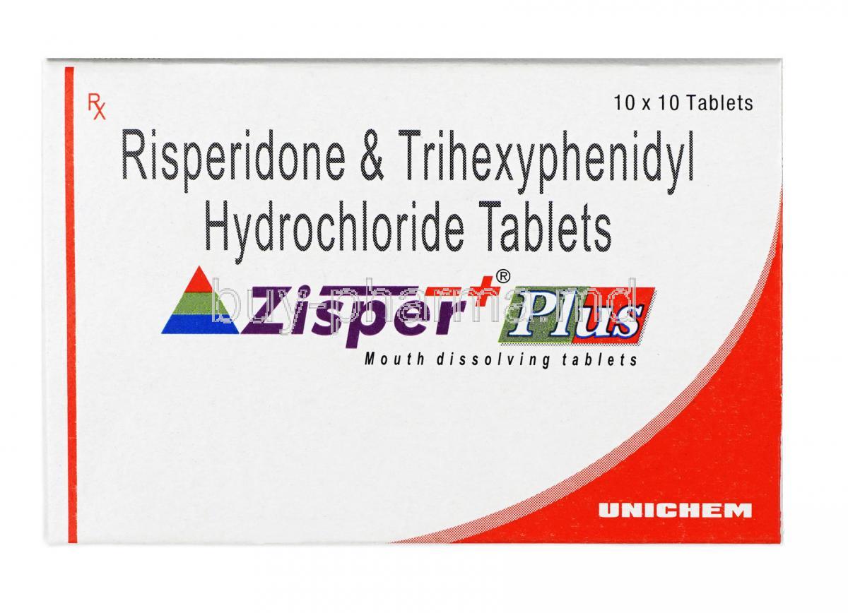 Zisper Plus, Risperidone + Trihexyphenidyl,  3mg+2mg, Tablet, box