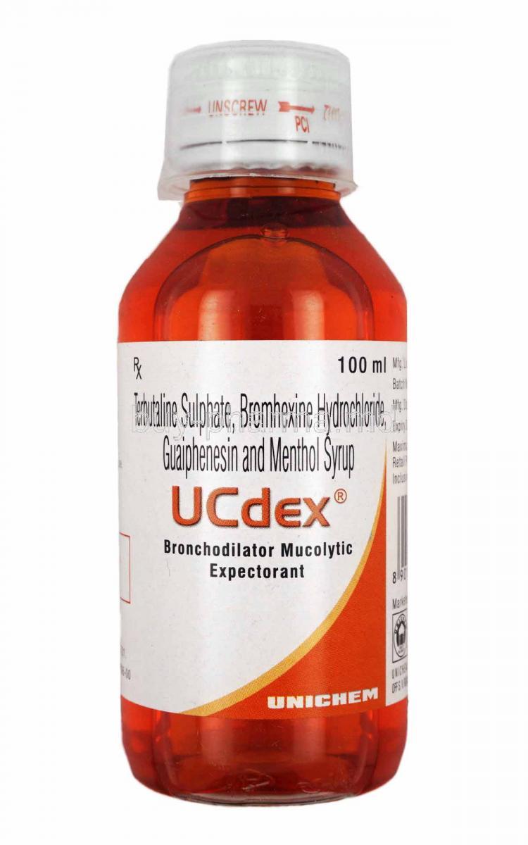 Ucdex Syrup, Guaifenesin, Terbutaline and Bromhexine bottle