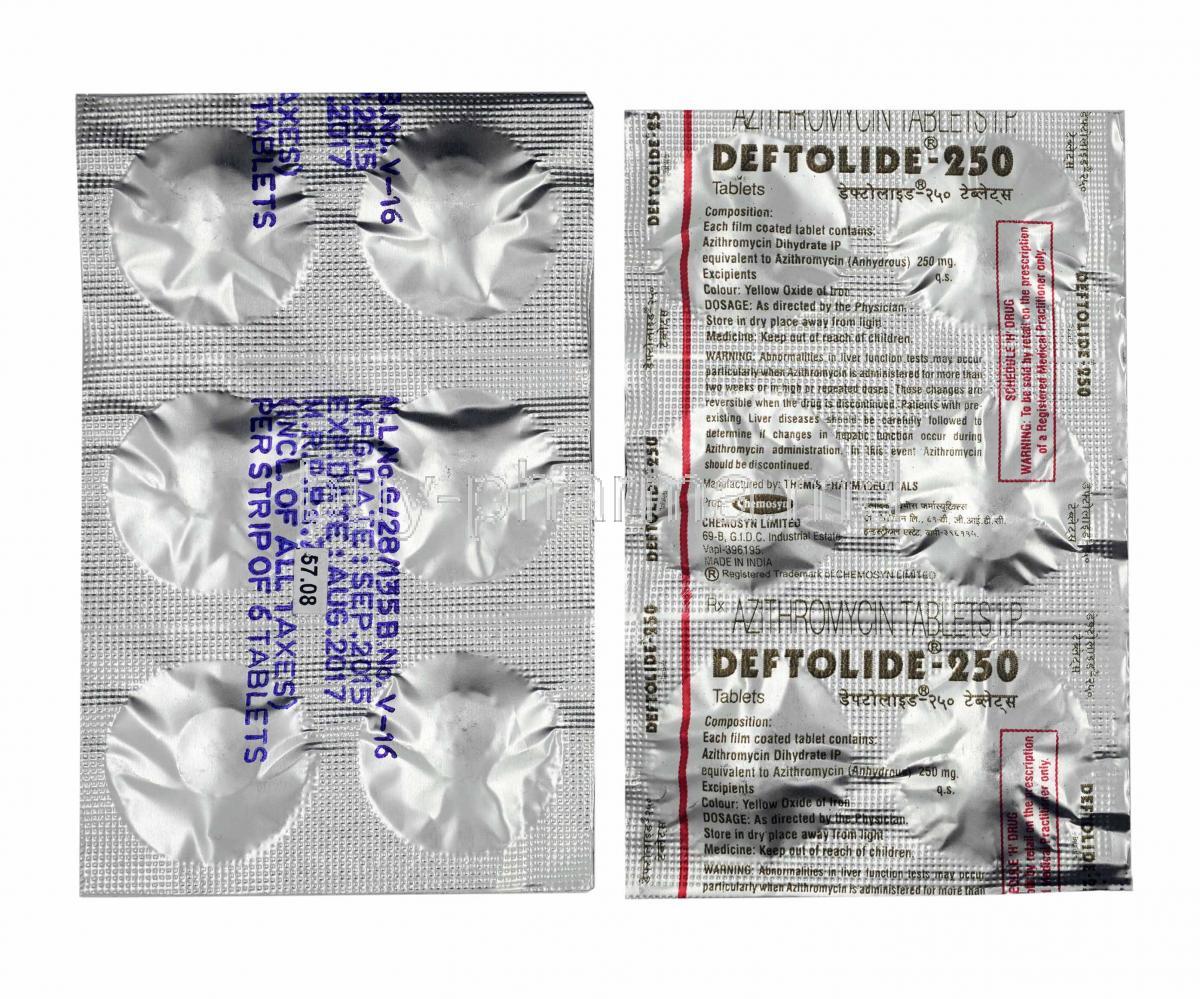 Deftolide, Azithromycin 250mg tablets
