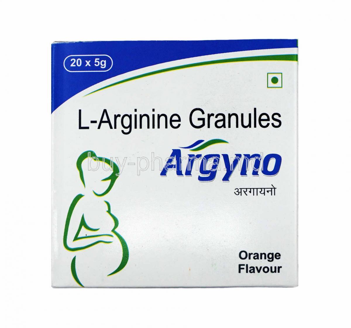 Argyno Granules Orange Flavour, L-Arginine box