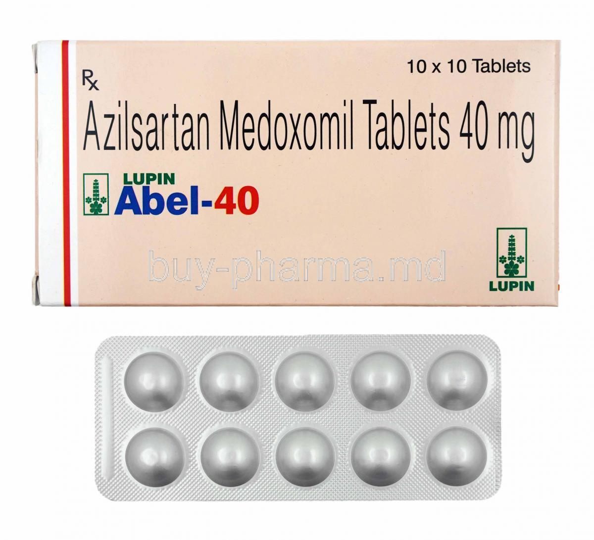 Abel, Azilsartan 40mg box and tablets
