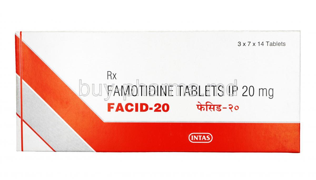 Facid, Famotidine, 20 mg, Tablet, box