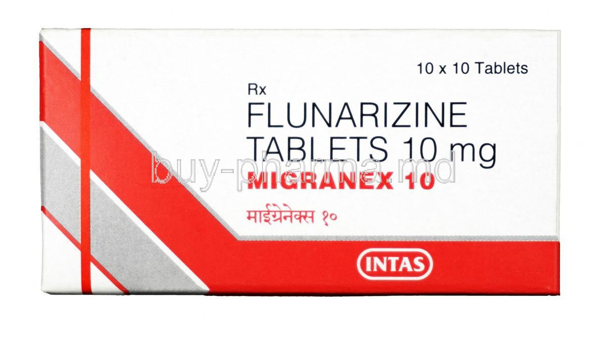 Migranex,Flunarizine,10 mg,Tablet,box