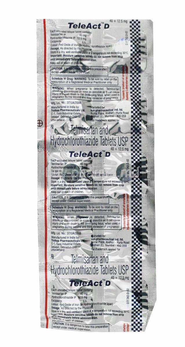 Teleact D, Telmisartan and Hydrochlorothiazide tablets