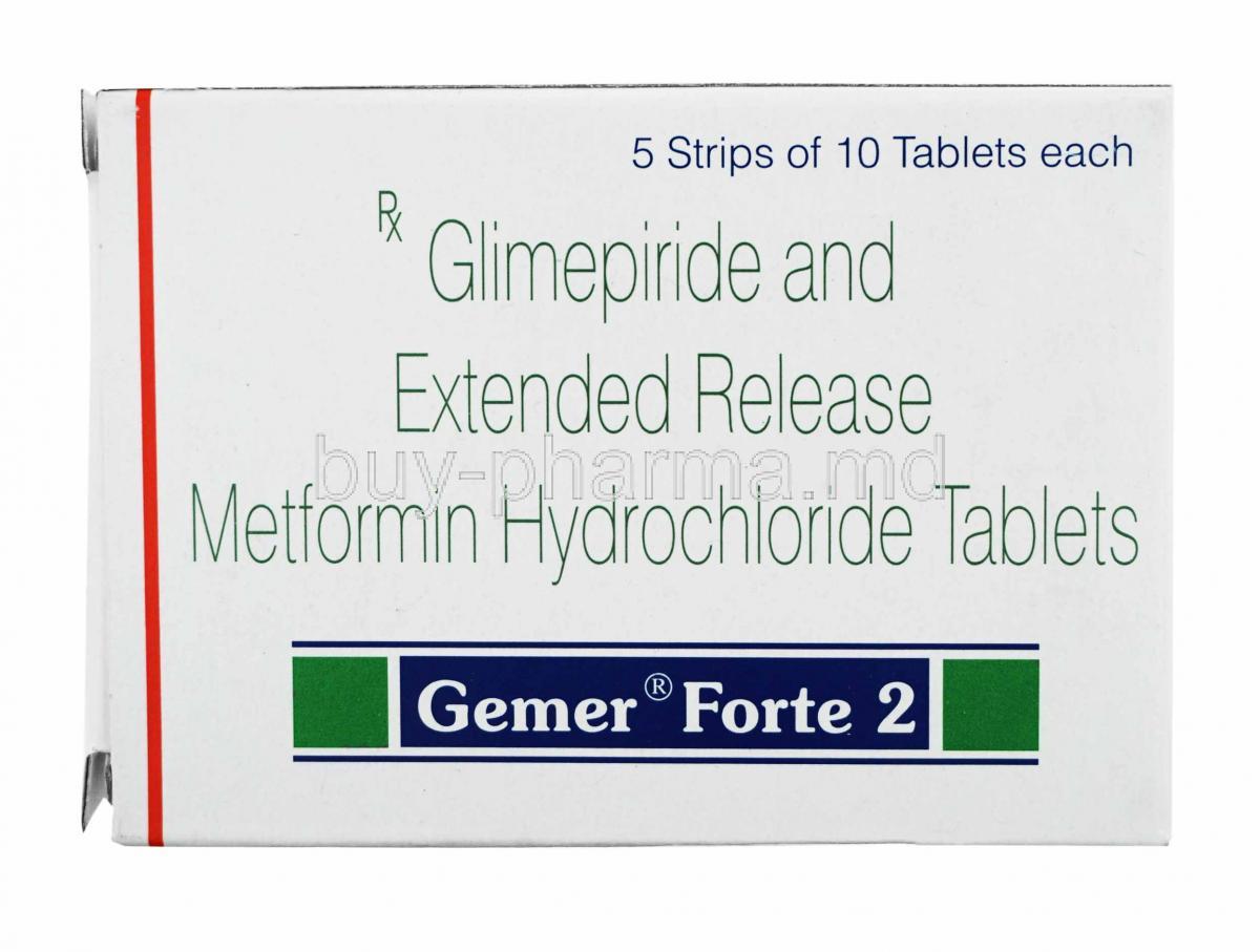 Gemer Forte, Glimepiride and Metformin box