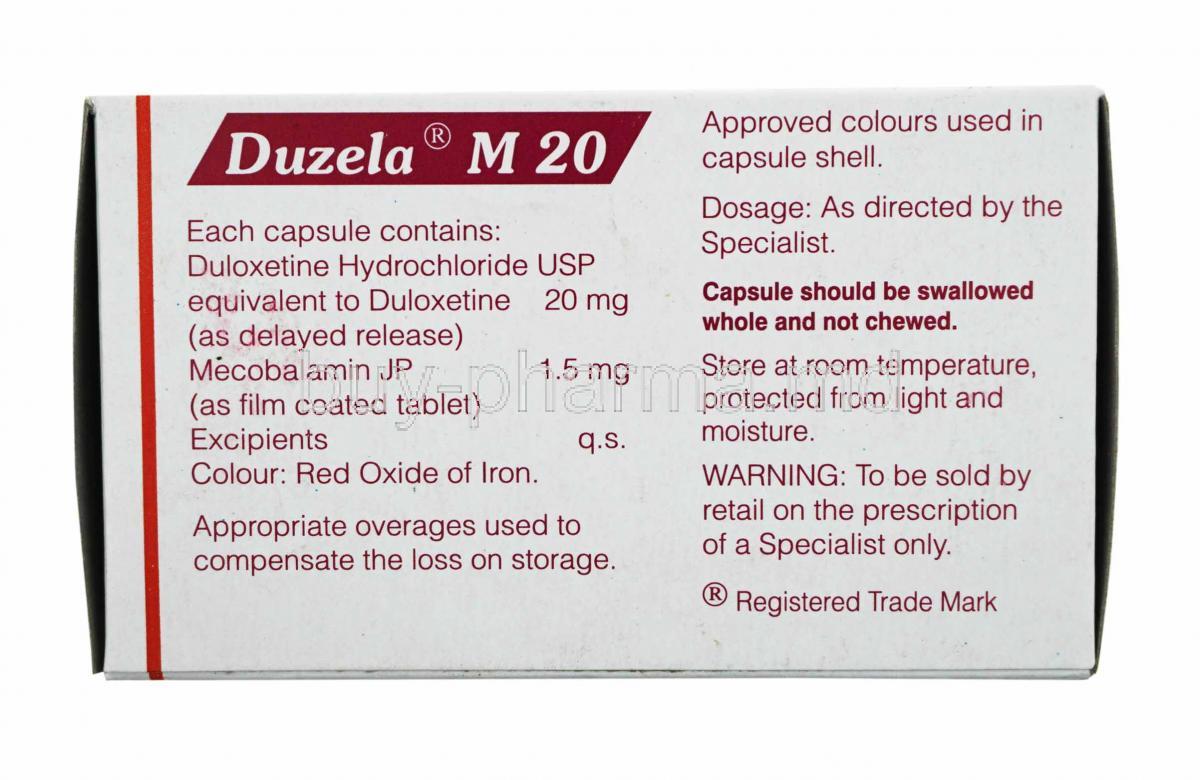 Duzela M, Duloxetine 20mg and Methylcobalamin 1500mcg composition