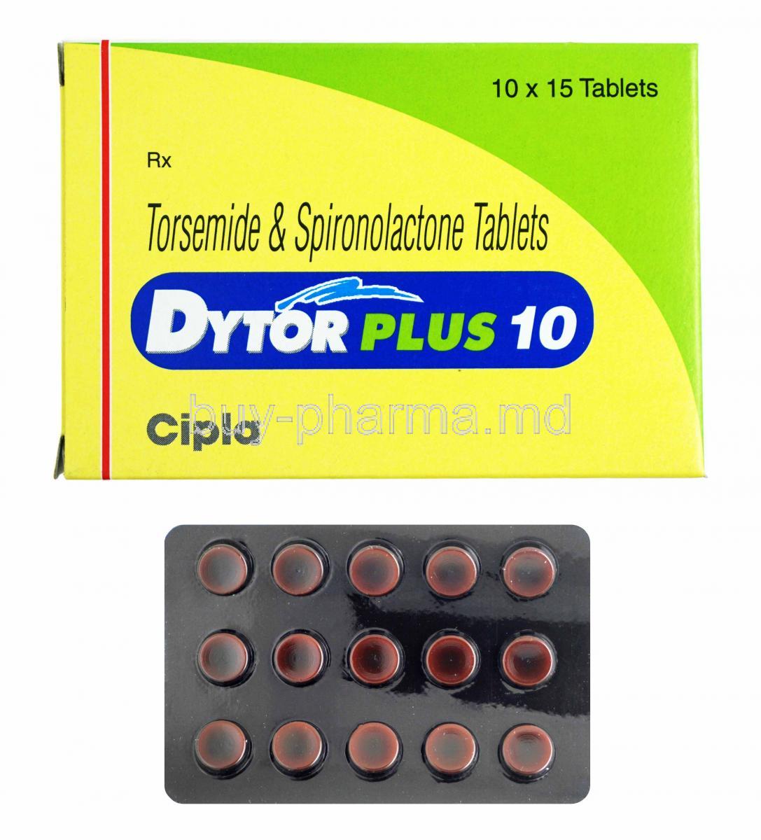Dytor Plus, Spironolactone and Torasemide box and tablets