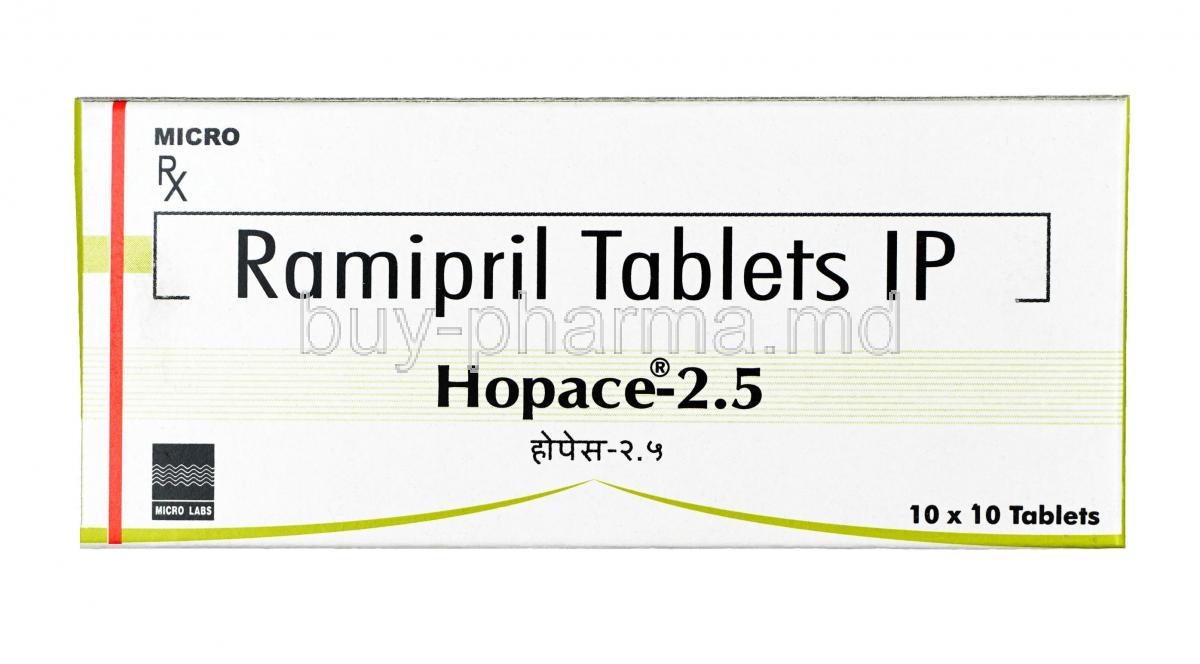 Hopace 2.5 , Ramipril 2.5mg, Tablet, Box