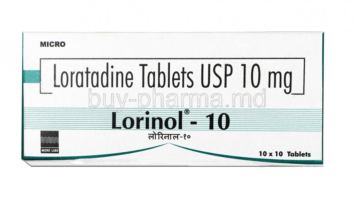 Lorinol, Loratadine 10 mg, Tablet, box