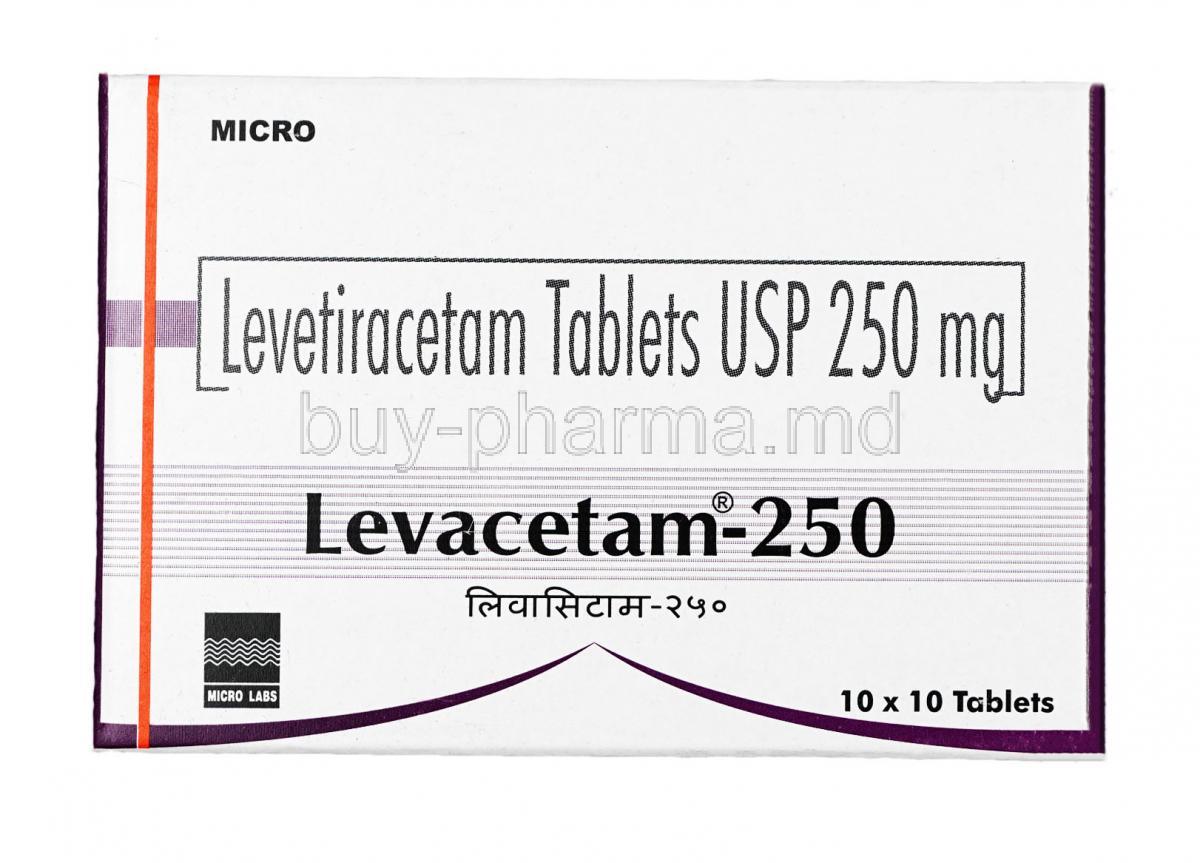 Levacetam, Levetiracetam 250 mg, Tablet, box