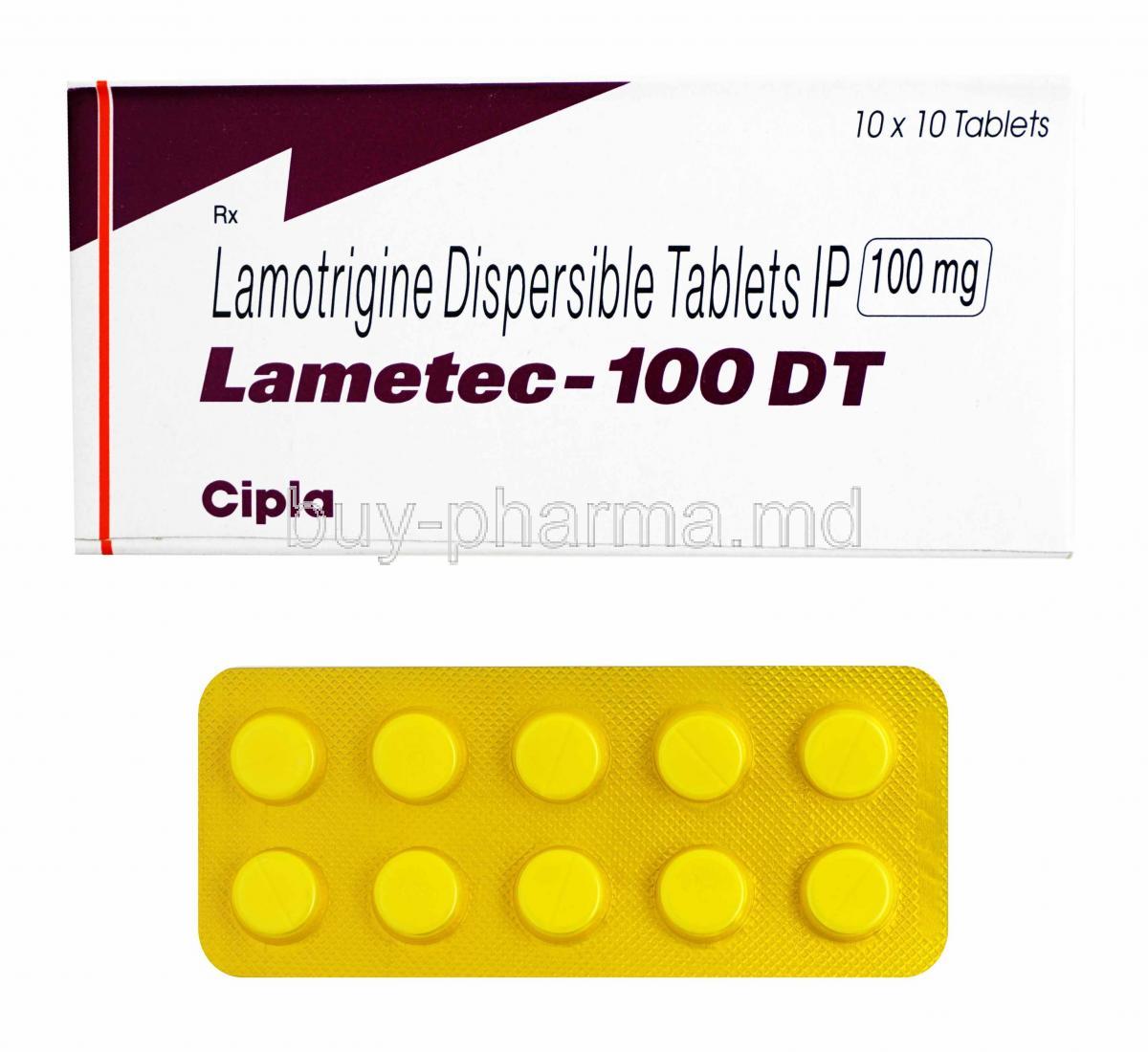 Lametec, Lamotrigine 100mg box and tablets