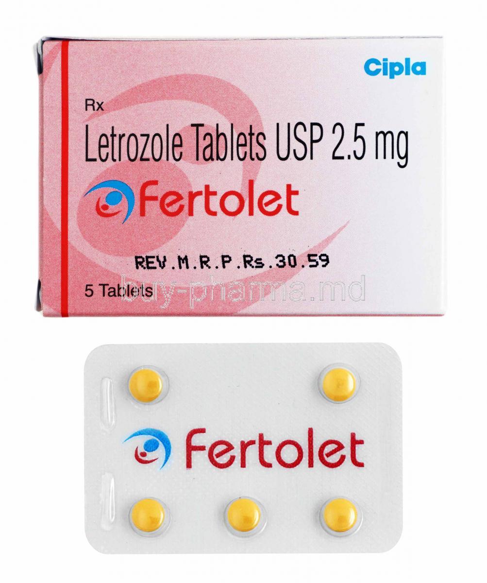 Fertolet, Letrozole 2.5mg box and tablets
