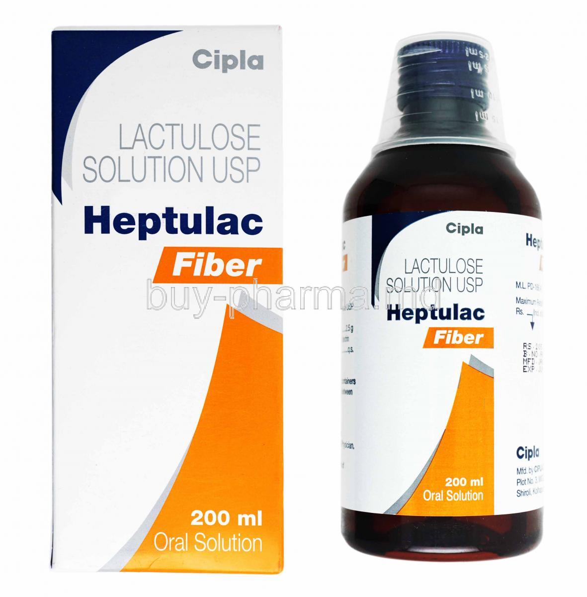 Heptulac Fiber Oral Solution 200ml Lactulose box and bottle