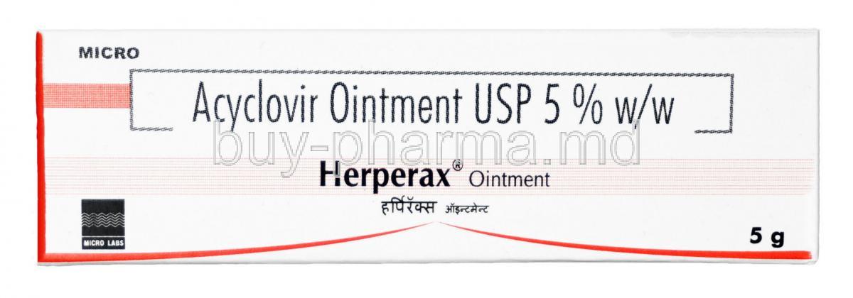 Herperax Ointment, Acyclovir 5% ww, ointment, 5g Box