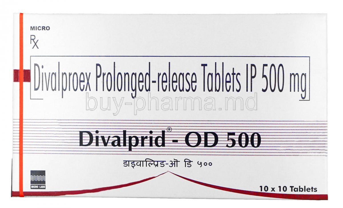 Divalprid OD, Divalproex 500 mg, Tablet,Box