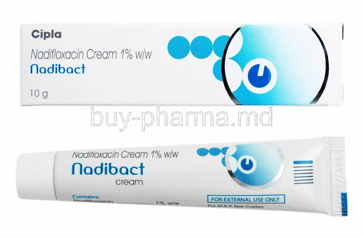 Nadibact Cream, Nadifloxacin box and tube