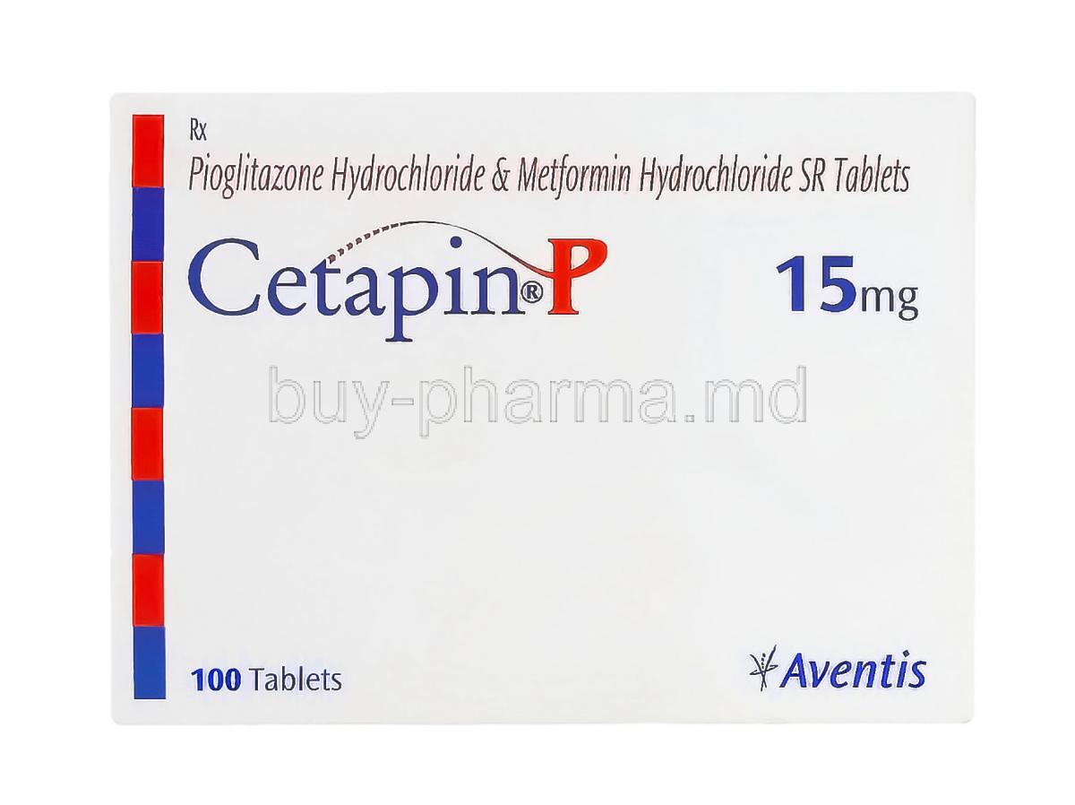 Cetapin P, Generic ACTOplus MET, Pioglitazone and Metformin 15 mg box