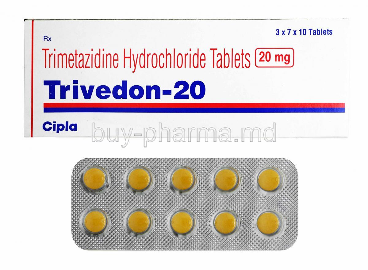 Trivedon, Trimetazidine 20mg box and tablets
