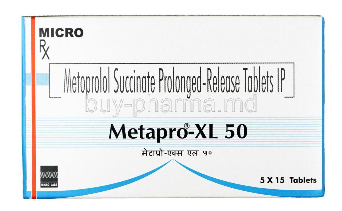 Metapro XL, Metoprolol 50mg, Tablet, Box