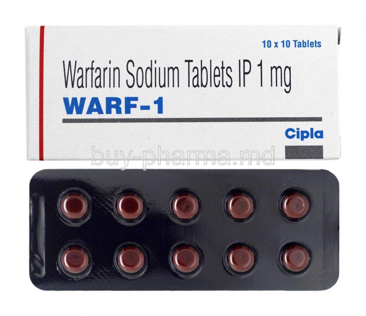 Warf, Warfarin 1mg box and tablets