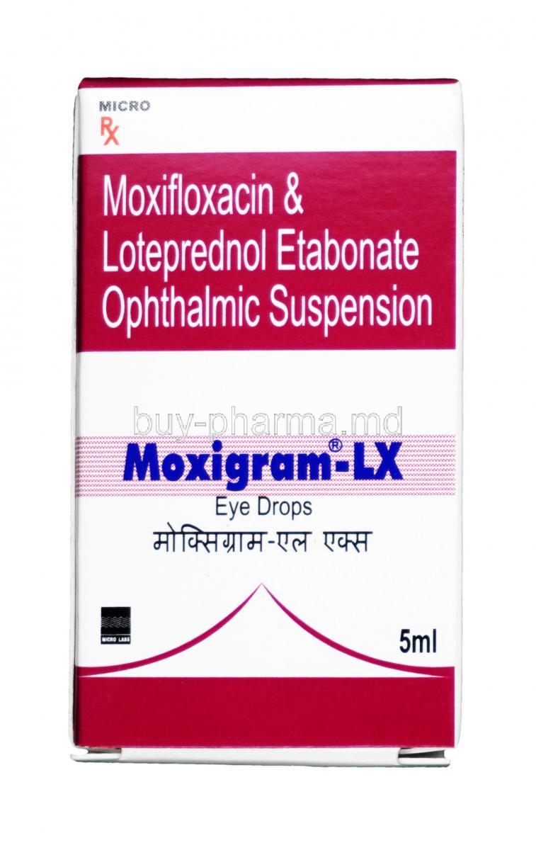 Moxigram LX  Eye Drop, Loteprednol 0.5%w/v + Moxifloxacin 0.5%w/v,Eyedrop 5ml, Box
