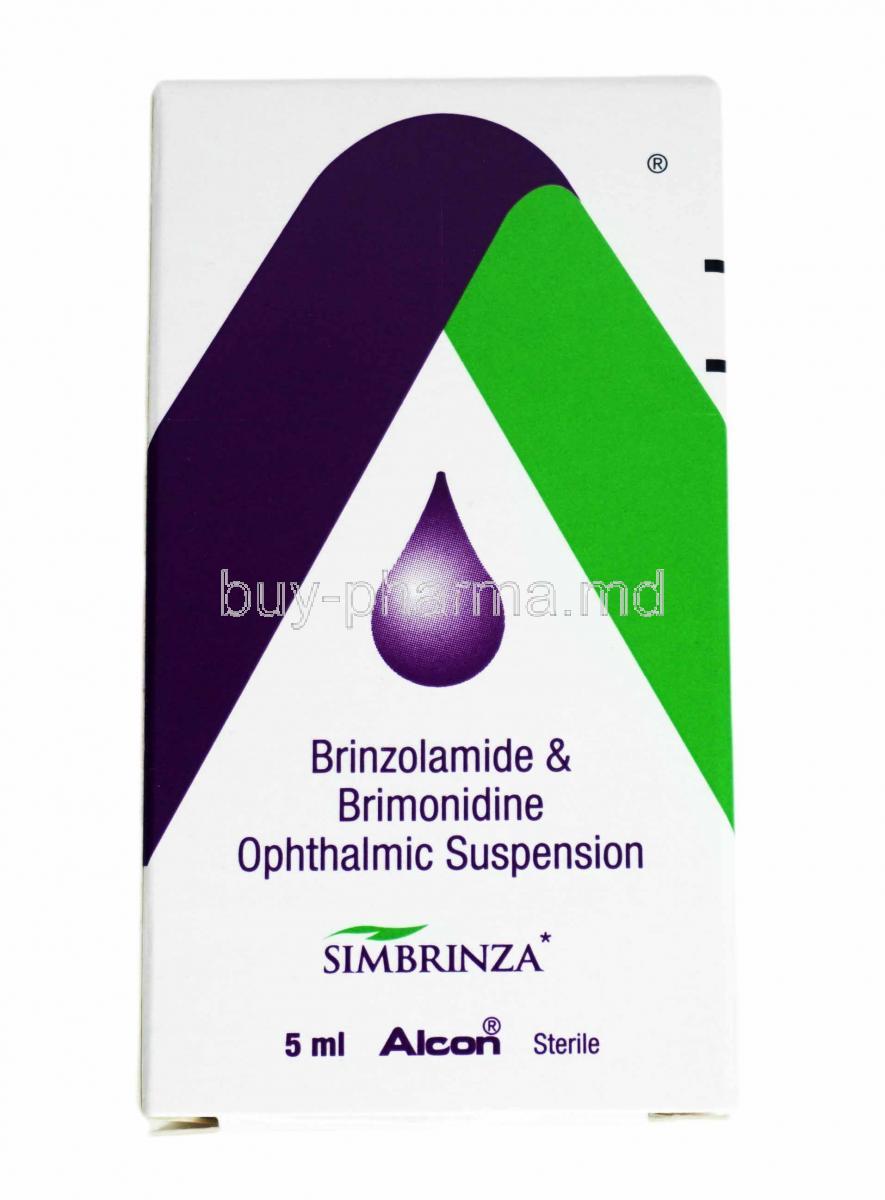 Simbrinza Opthalmic Suspension, Brinzolamide and Brimonidine box