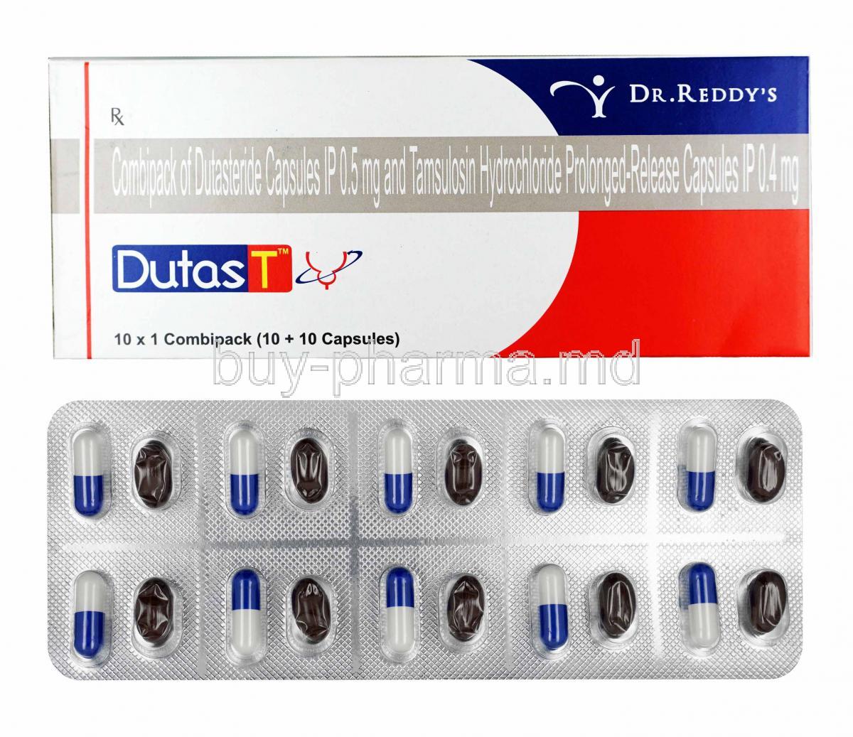 Dutas T Combipack, Tamsulosin and Dutasteride box and capsules