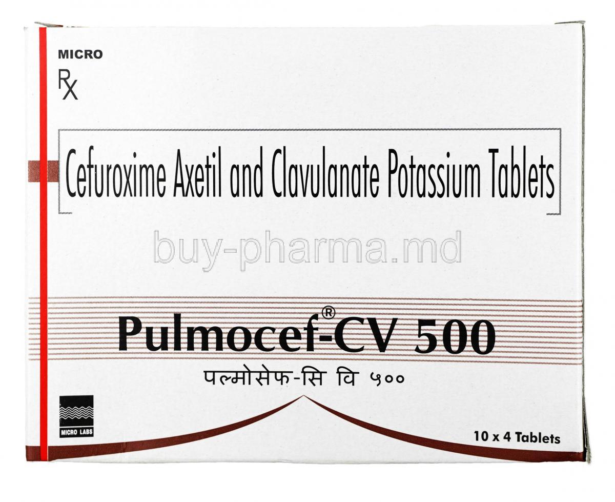 Pulmocef CV, Cefuroxime 500mg / Clavulanic Acid 125mg, Tablet, Box