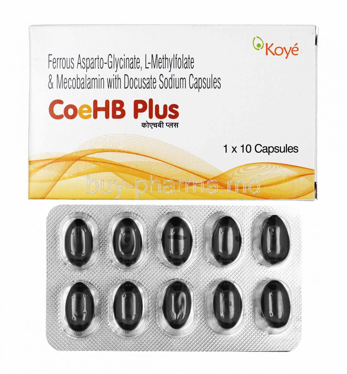 CoeHB Plus box and capsules