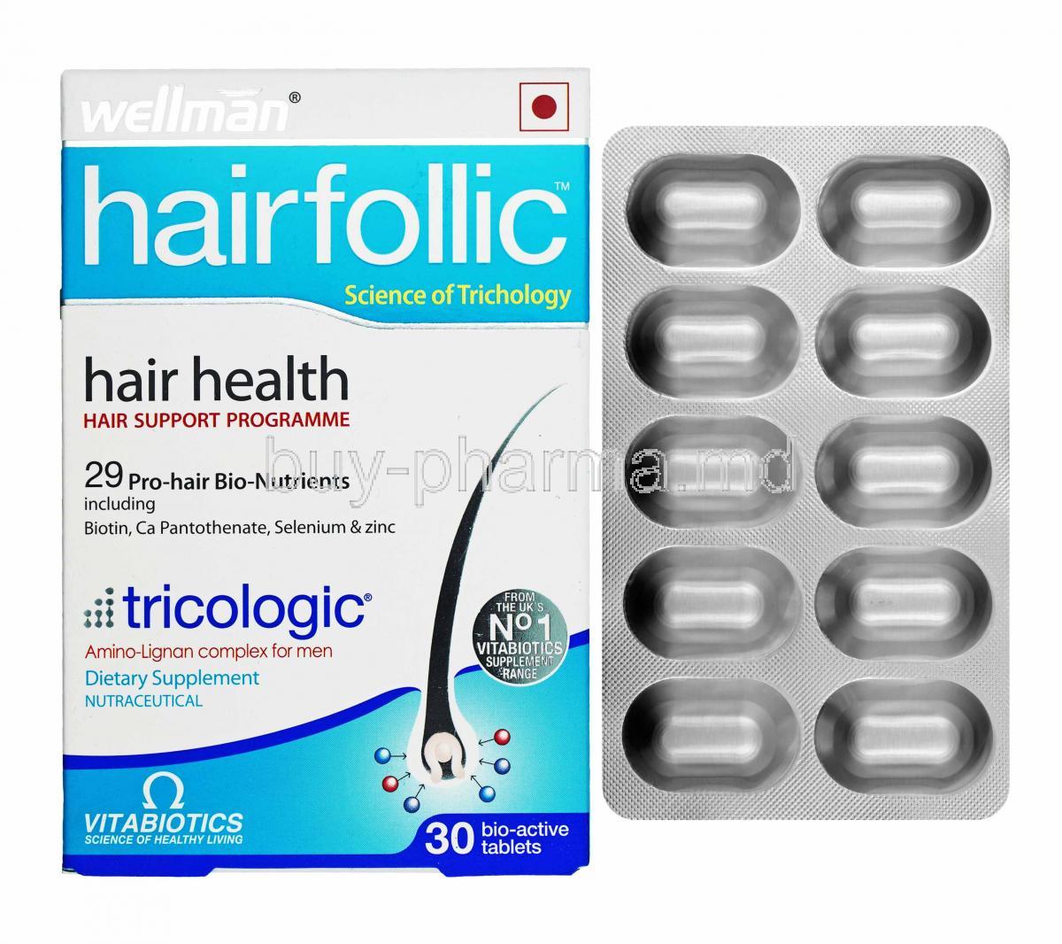 Wellman Hairfollic box and tablets