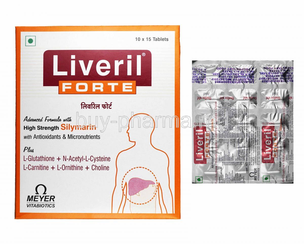 Liveril Forte box and tablets