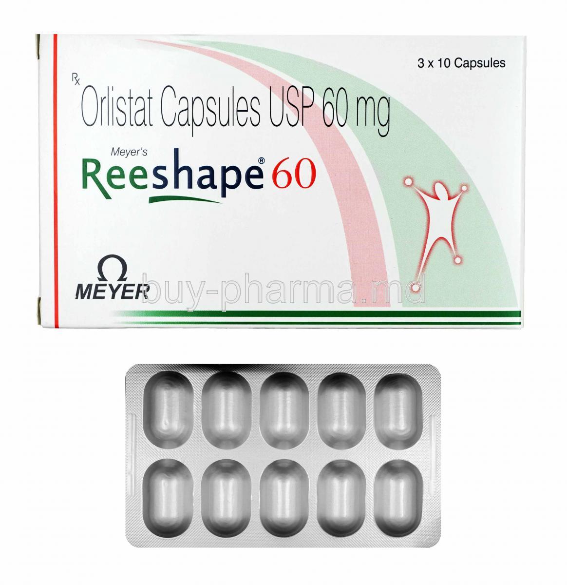 Reeshape, Orlistat 60mg box and capsules